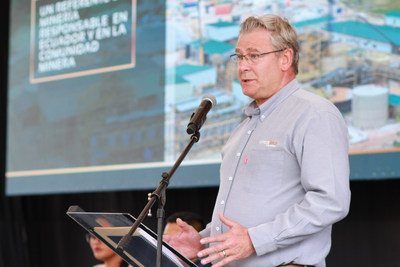 Figure 2. Ron Hochstein delivering his speech during the inauguration event at Fruta del Norte. (CNW Group/Lundin Gold Inc.) Figure 2. Ron Hochstein delivering his speech during the inauguration event at Fruta del Norte. (CNW Group/Lundin Gold Inc.)